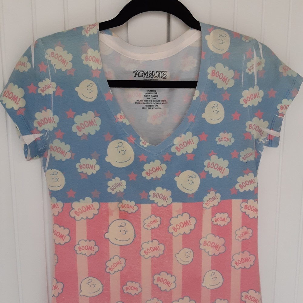 Peanuts V-Neck Tee, Charlie Brown, Size L